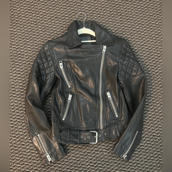 All Saints Black Leather Biker jacket - Picture 5 of 16